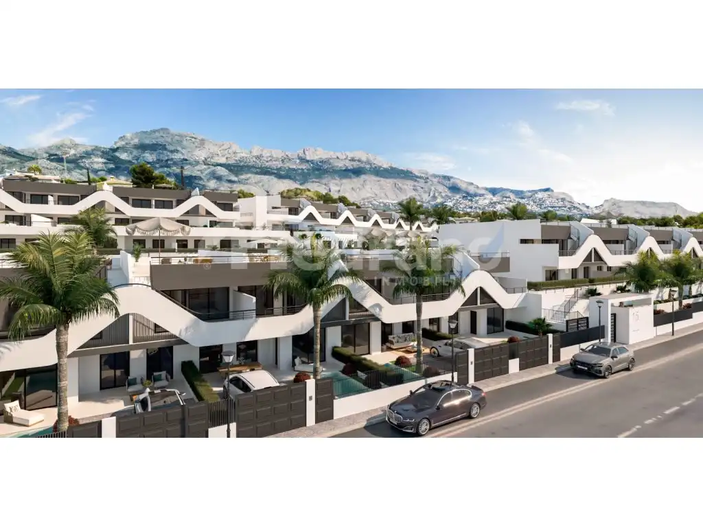 Vista exterior de Pis en venda en L'Alfàs del Pi amb Jardí privat, Terrassa i Piscina