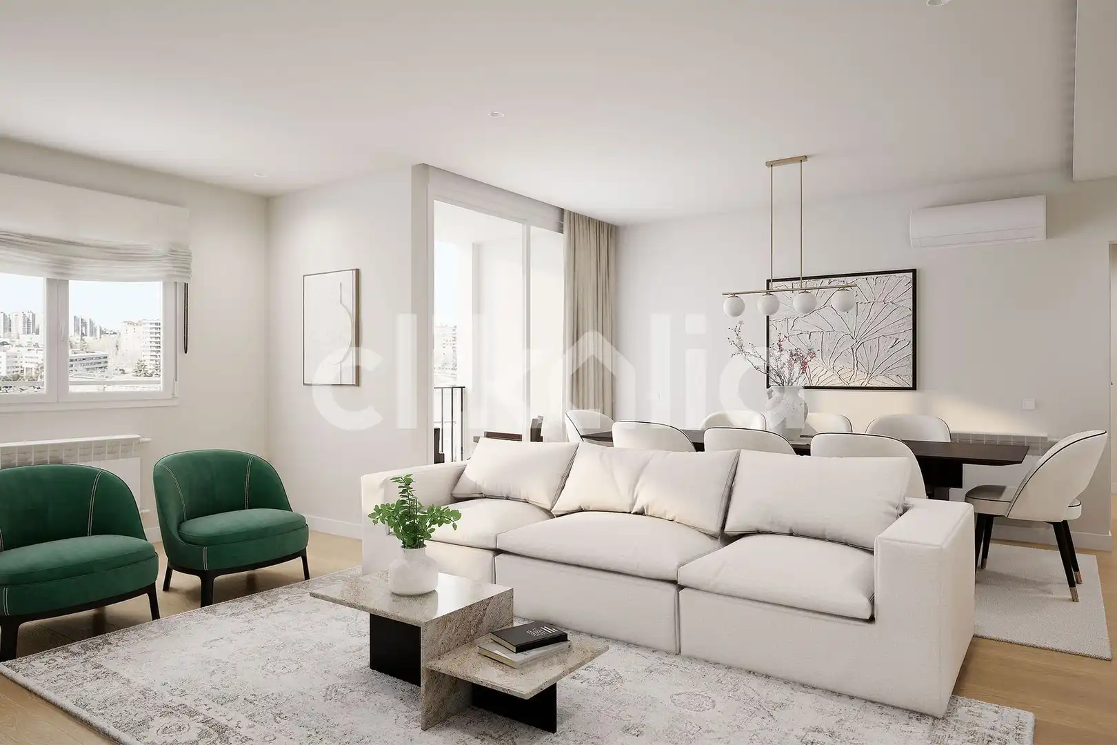 Sala d'estar de Pis en venda en  Madrid Capital amb Aire condicionat, Calefacció i Jardí privat