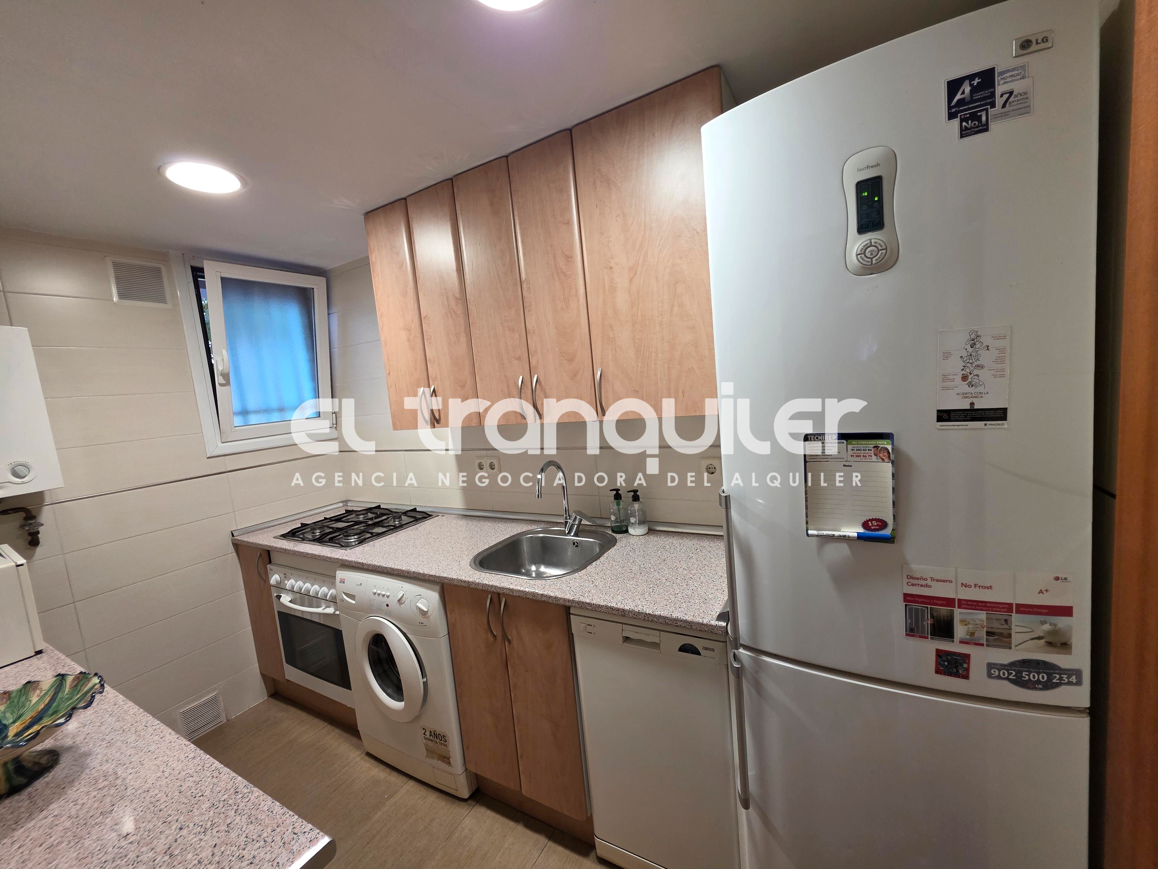 Kitchen of Flat to rent in  Madrid Capital  with Terrace, Furnished and Washing machine