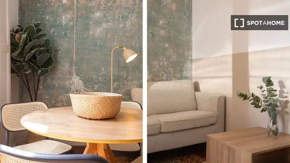 Living room of Flat for share in Barcelona  with Air Conditioner, Heating and Furnished