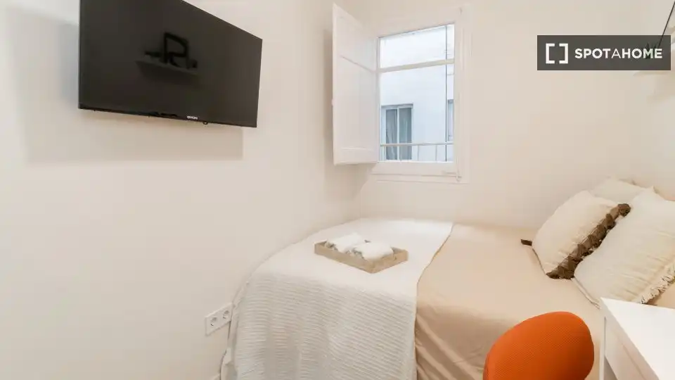 Schlafzimmer von Wohnung zur untervermieten in Barcelona mit Klimaanlage, Terrasse und Möbliert