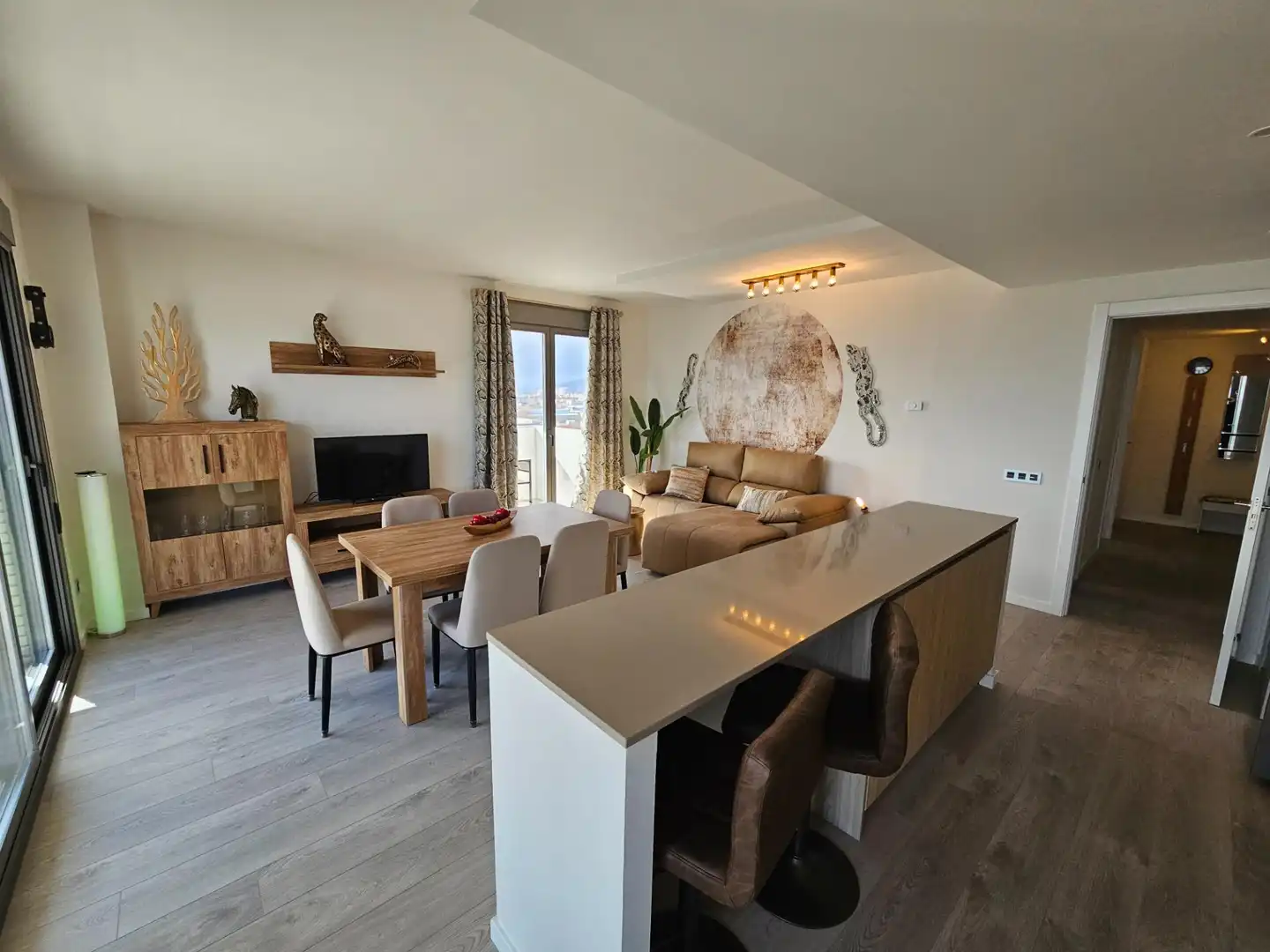 Living room of Flat for rent in Badalona  with Air Conditioner, Parquet flooring and Terrace