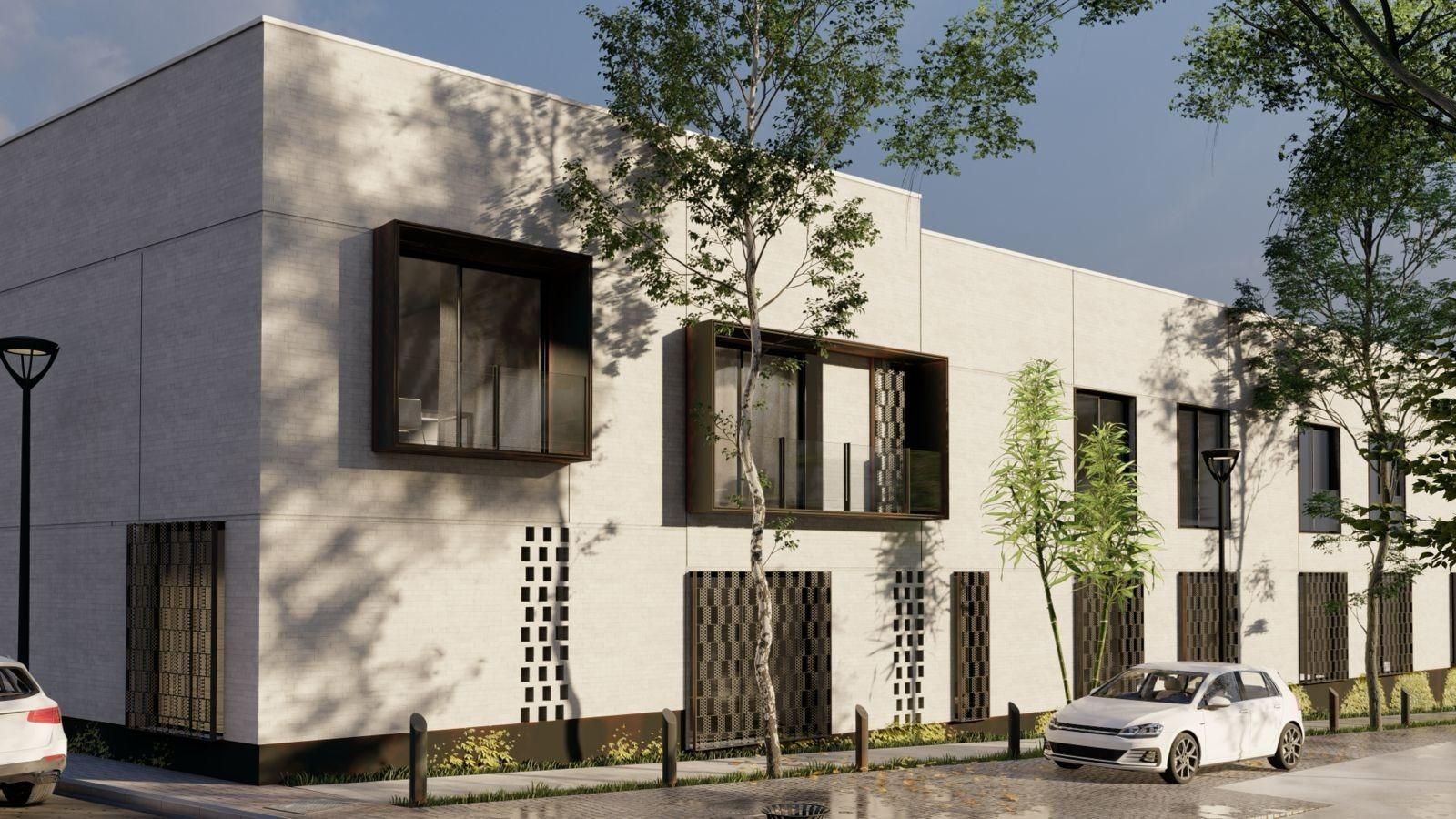 Vista exterior de Pis en venda en Sanlúcar la Mayor amb Aire condicionat i Piscina comunitària