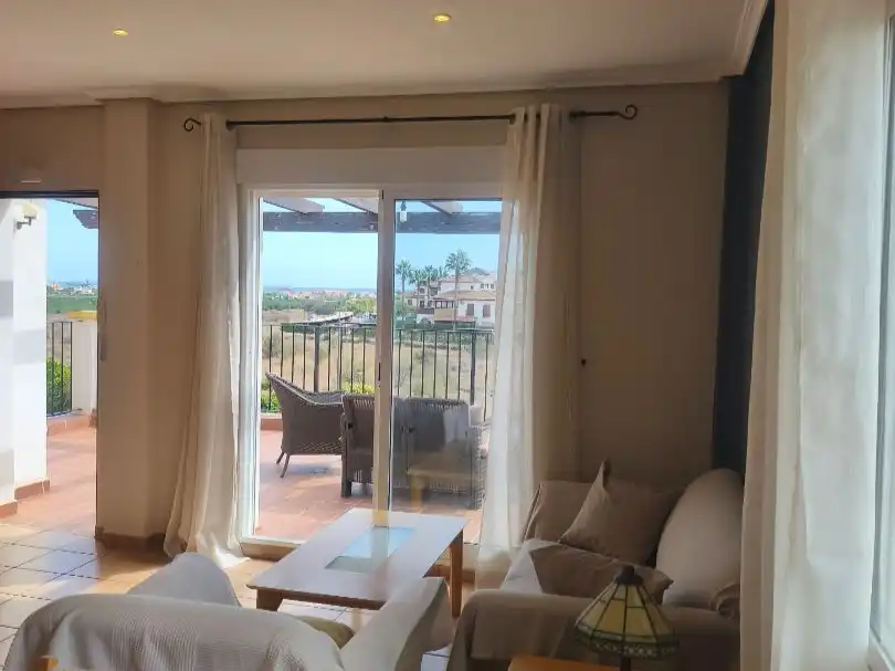 Wohnzimmer von Dachboden zur Miete in Vera mit Klimaanlage, Terrasse und Schwimmbad