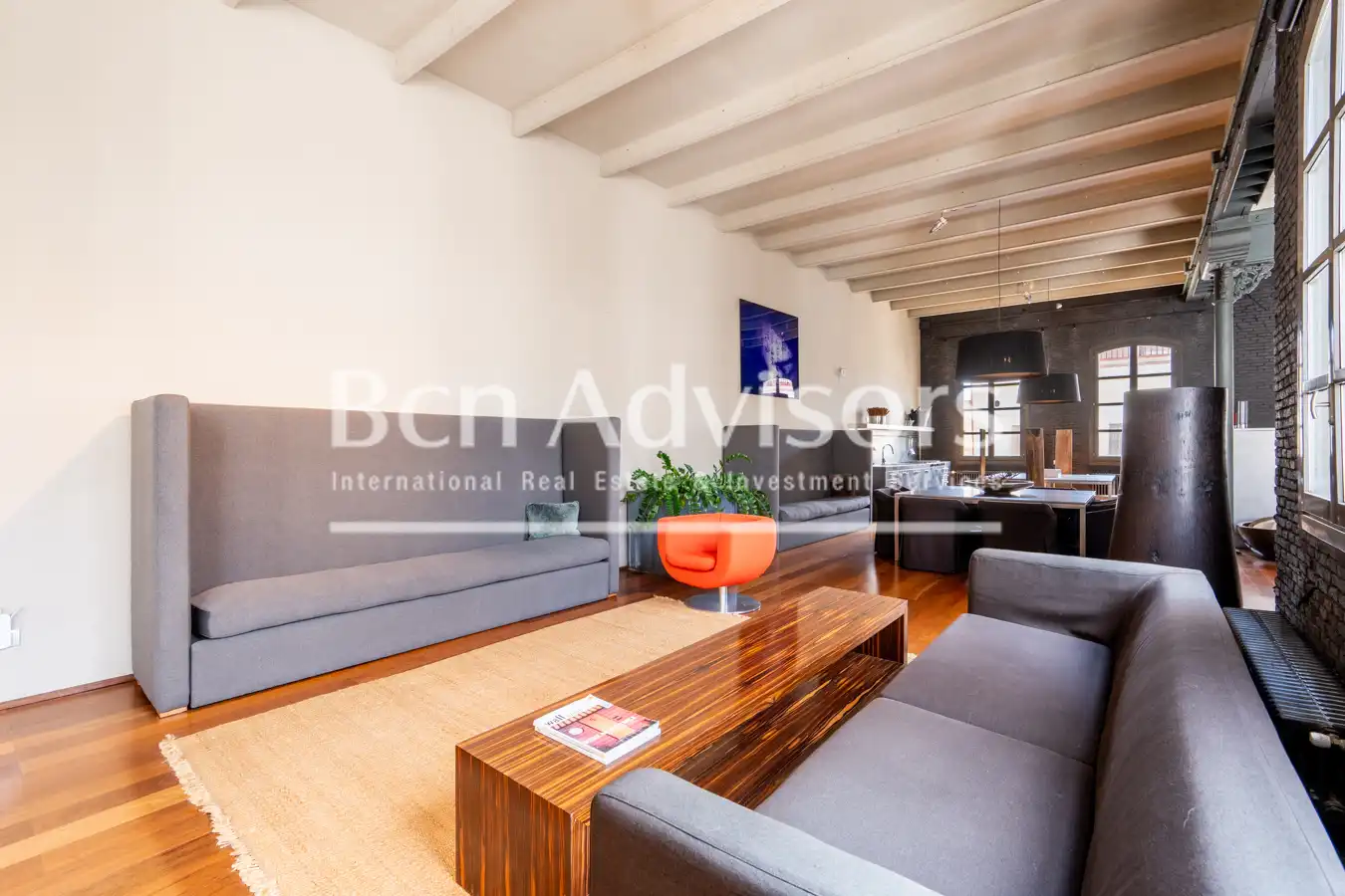 Wohnzimmer von Dachboden zur Miete in Barcelona mit Klimaanlage, Heizung und Terrasse