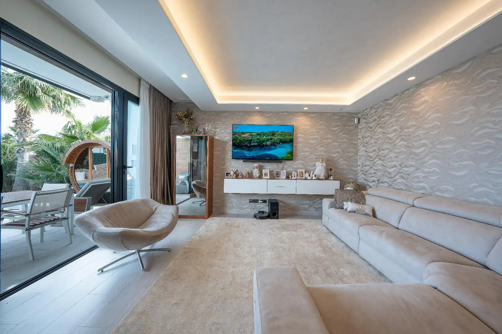 Sala d'estar de Casa o xalet de lloguer en Finestrat amb Aire condicionat, Calefacció i Jardí privat