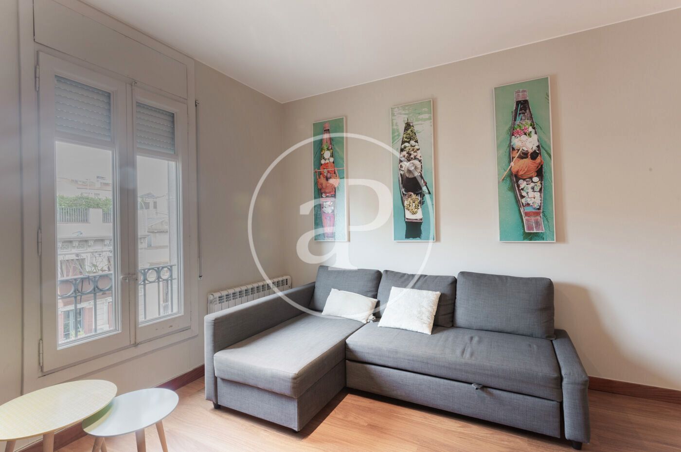 Sala d'estar de Pis de lloguer en  Barcelona Capital amb Aire condicionat, Calefacció i Moblat