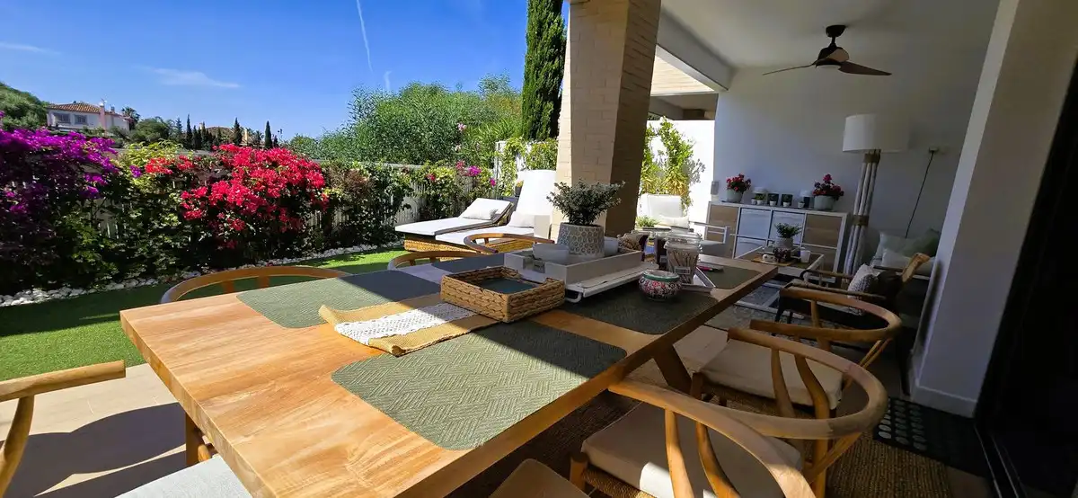 Terraza de Casa adosada en venta en Mijas con Aire acondicionado, Calefacción y Jardín privado