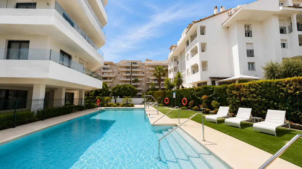 Piscina de Apartamento de alquiler en Marbella con Aire acondicionado, Calefacción y Terraza