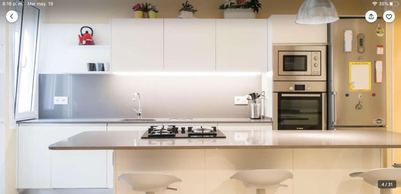 Kitchen of Apartment to share in  Barcelona Capital  with Air Conditioner, Heating and Terrace