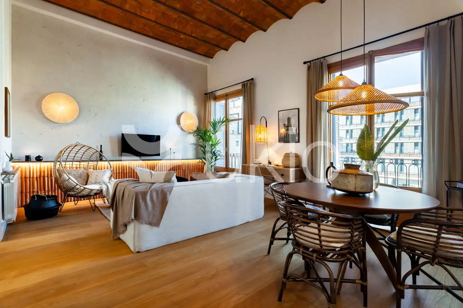 Sala de estar de Apartamento de alquiler en Barcelona con Aire acondicionado, Calefacción y Amueblado