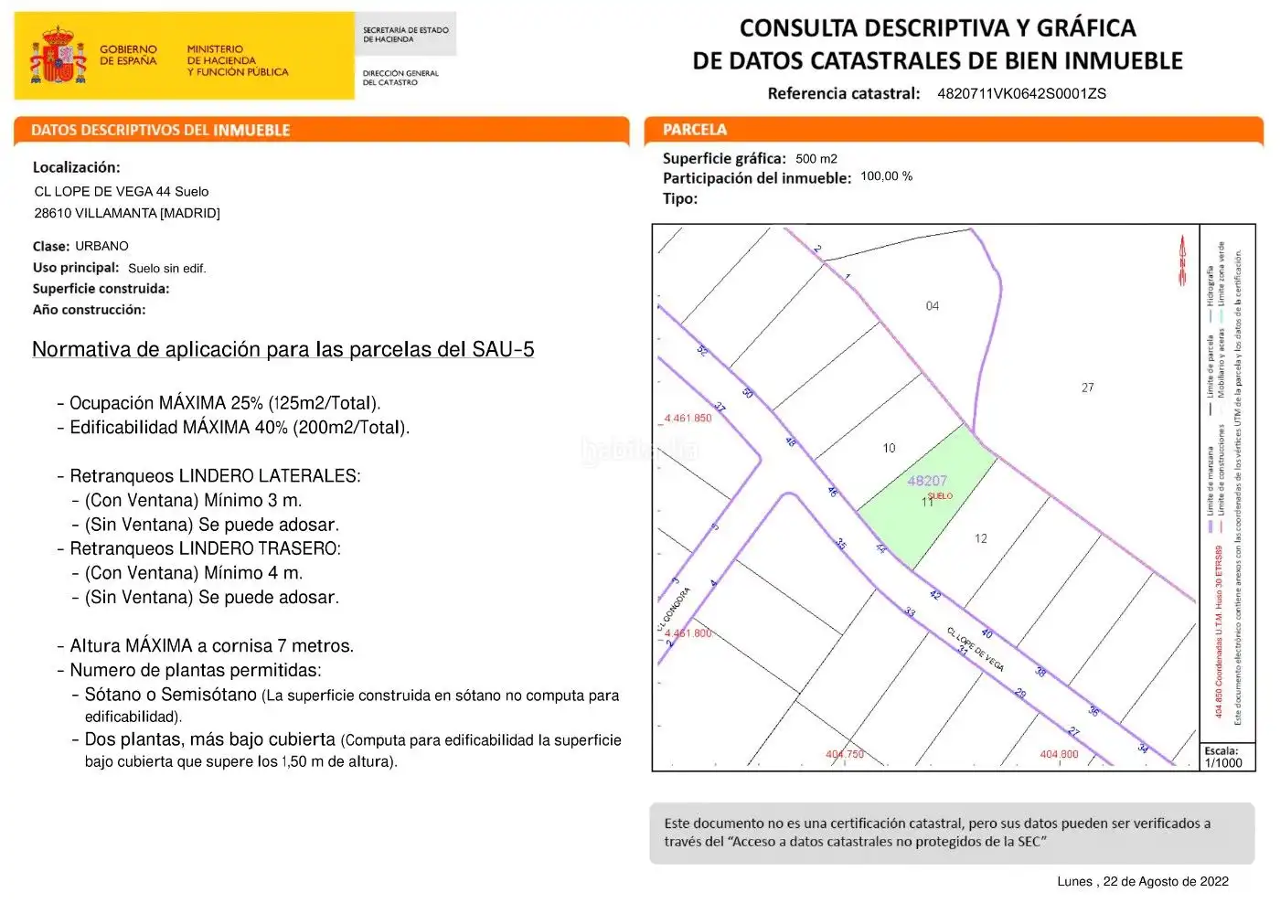 Wohnbaugrundstück zum Verkauf in Calle Lope de Vega 44, imagen 4