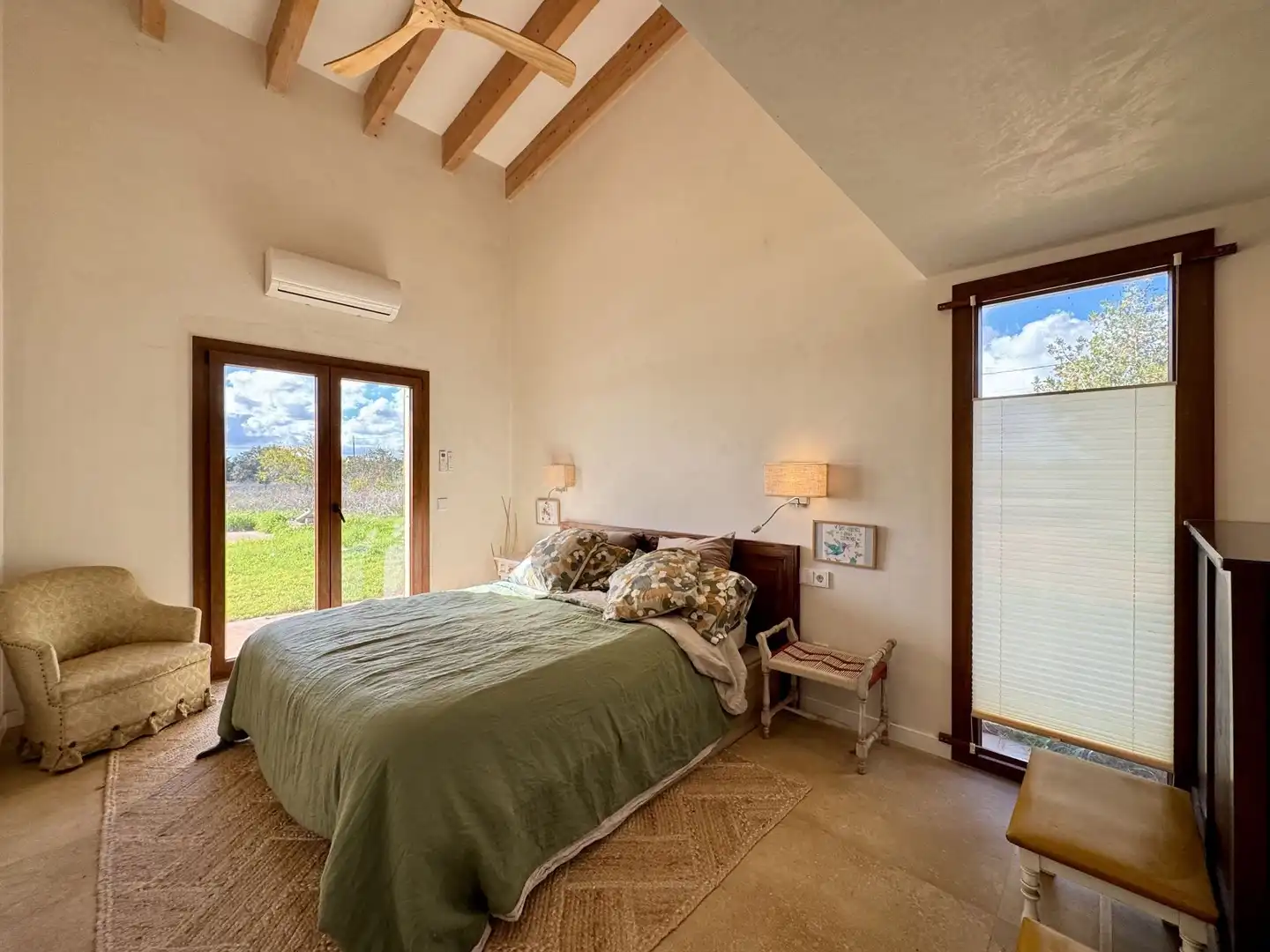 Schlafzimmer von Country house zur Miete in Llucmajor mit Klimaanlage, Heizung und Terrasse