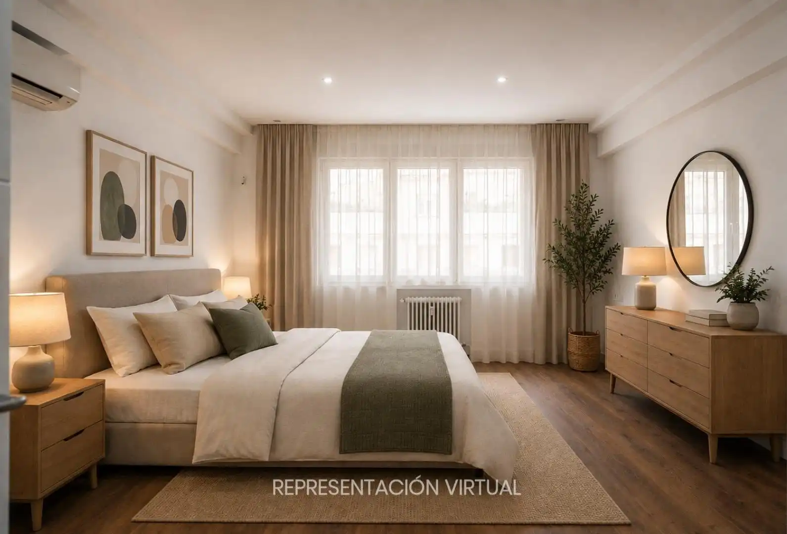 Schlafzimmer von Wohnung zur Miete in Madrid mit Klimaanlage, Heizung und Terrasse