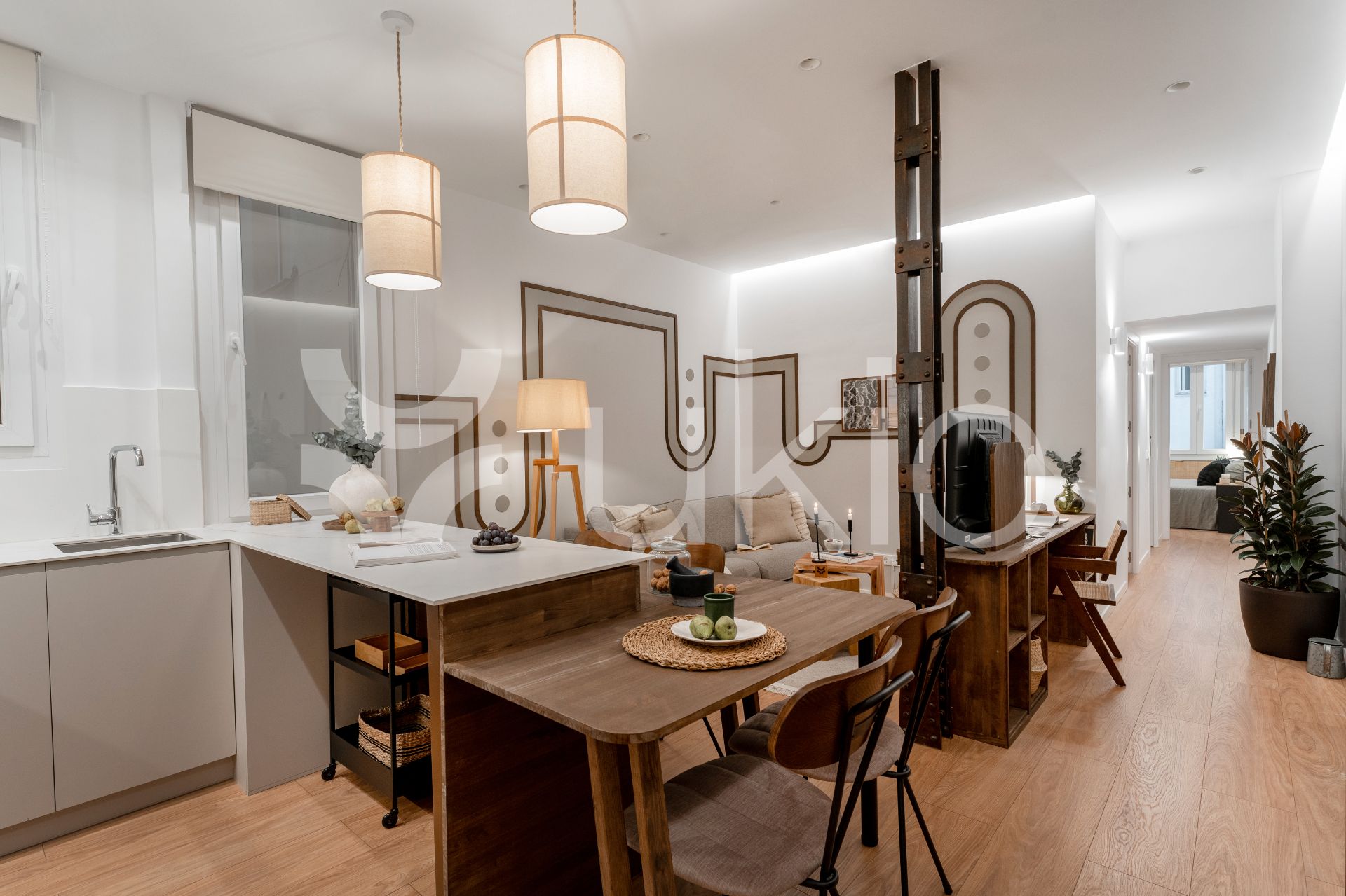 Sala de estar de Apartamento de alquiler en  Madrid Capital con Aire acondicionado, Calefacción y Amueblado