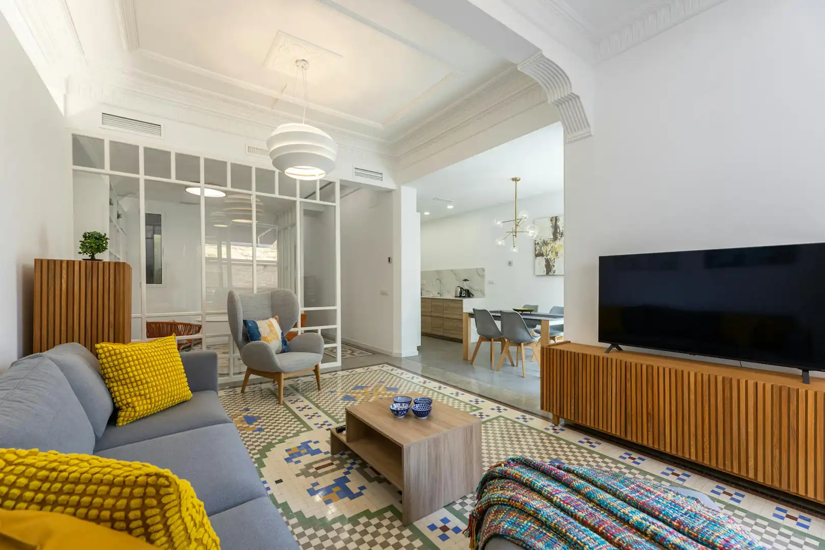 Living room of Flat for rent in Valencia  with Air Conditioner, Heating and Furnished