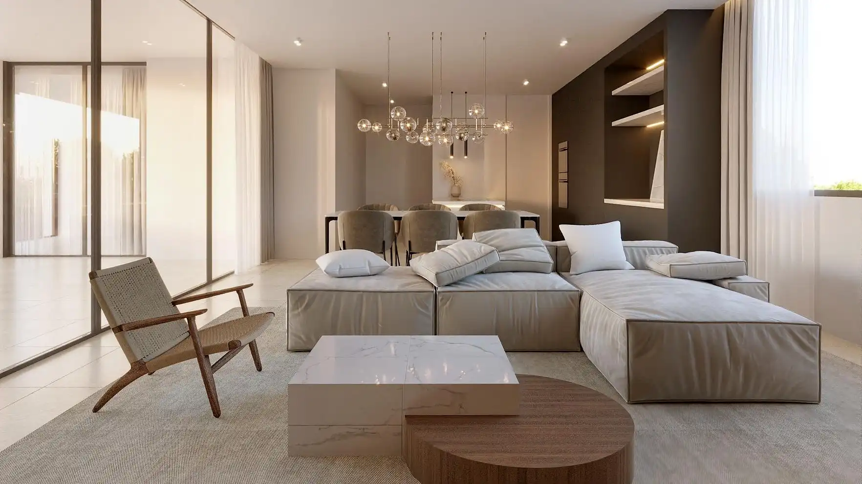 Sala d'estar de Apartament en venda en La Nucia amb Aire condicionat, Jardí privat i Terrassa