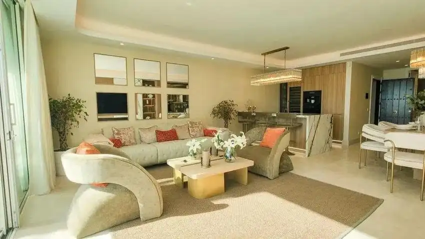 Living room of Flat for sale in Marbella  with Private garden, Terrace and Swimming Pool