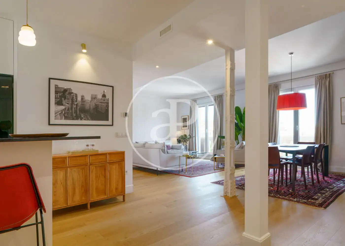 Living room of Flat for rent in Madrid  with Air Conditioner, Heating and Furnished