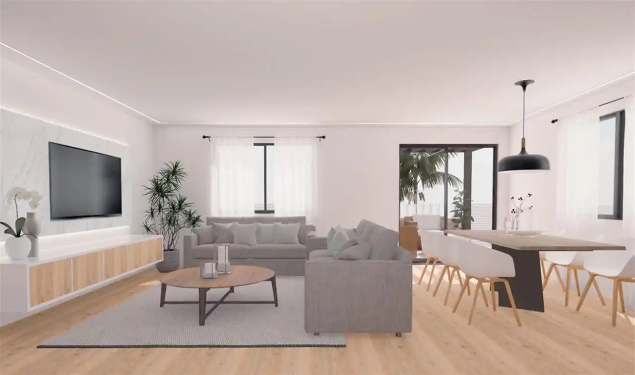 Sala d'estar de Casa adosada en venda en Águilas amb Jardí privat, Terrassa i Piscina