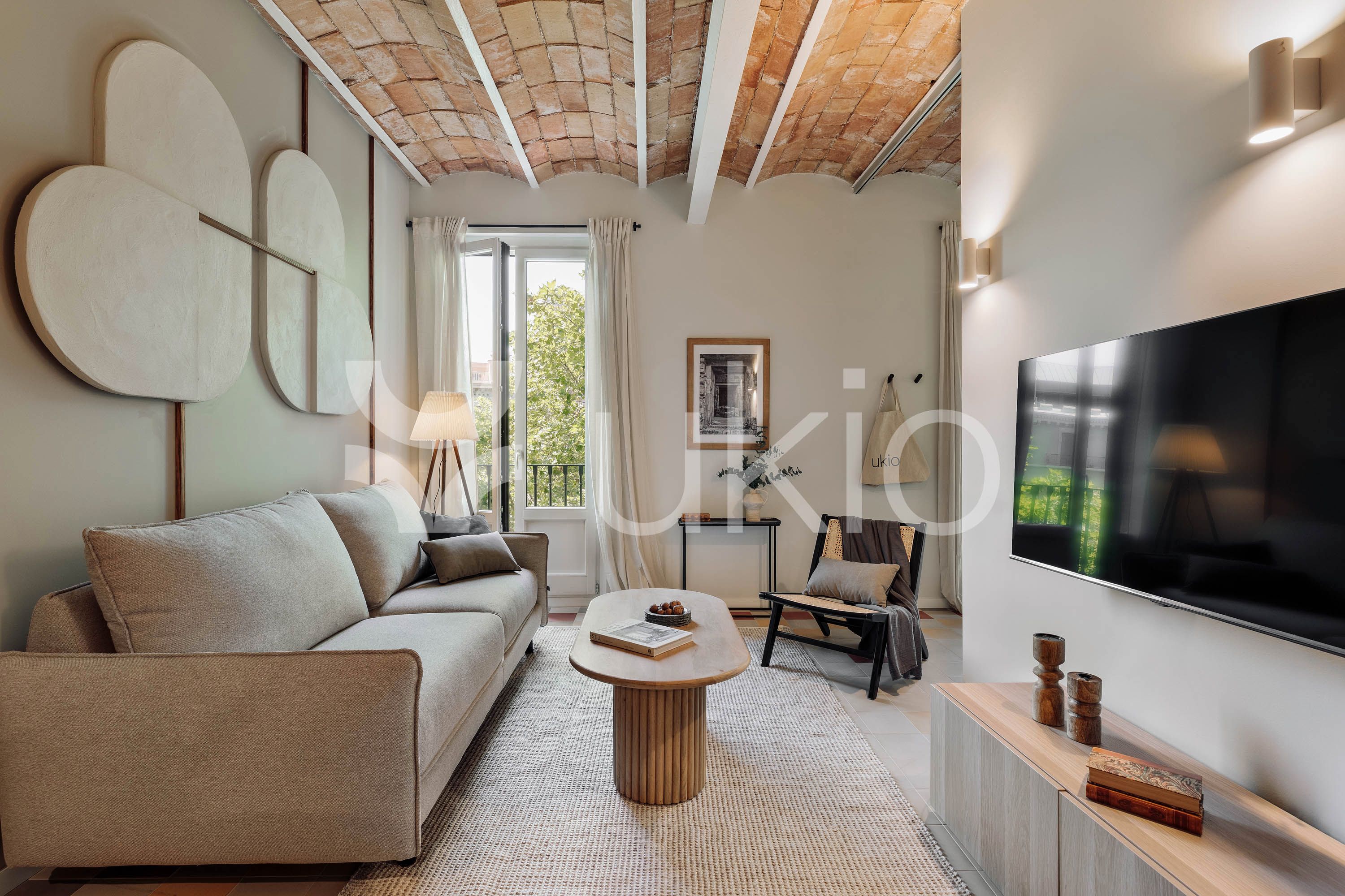 Sala d'estar de Apartament de lloguer en  Barcelona Capital amb Aire condicionat, Calefacció i Moblat