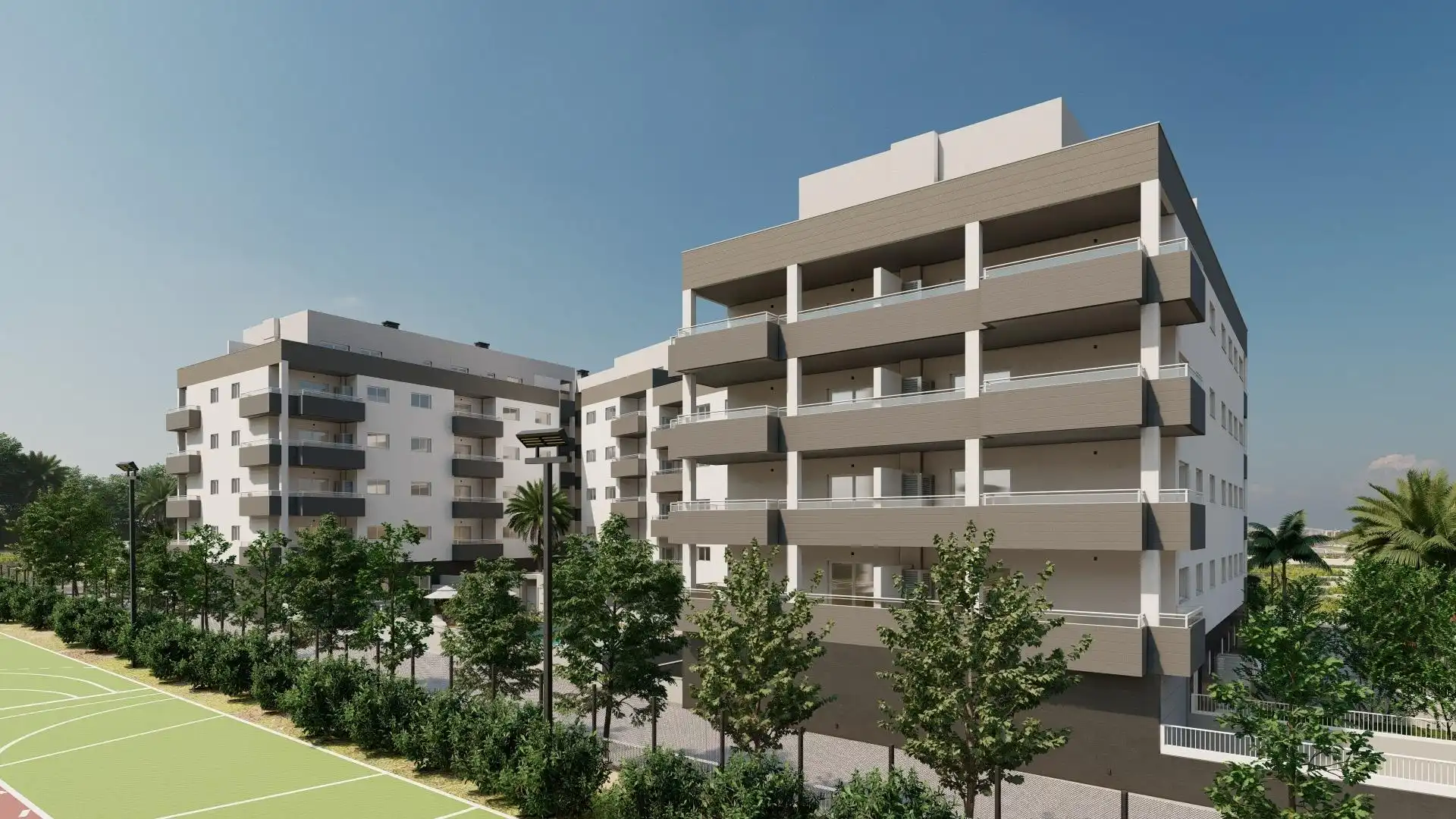 Vista exterior de Pis en venda en Roquetas de Mar amb Aire condicionat, Terrassa i Piscina comunitària