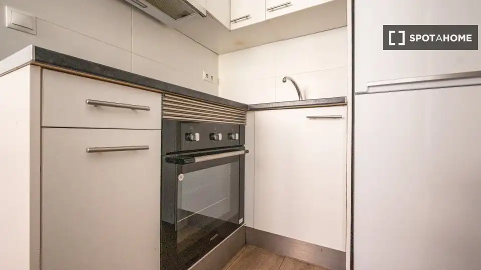 Cuina de Apartament per a compartir en Madrid amb Aire condicionat, Terrassa i Moblat