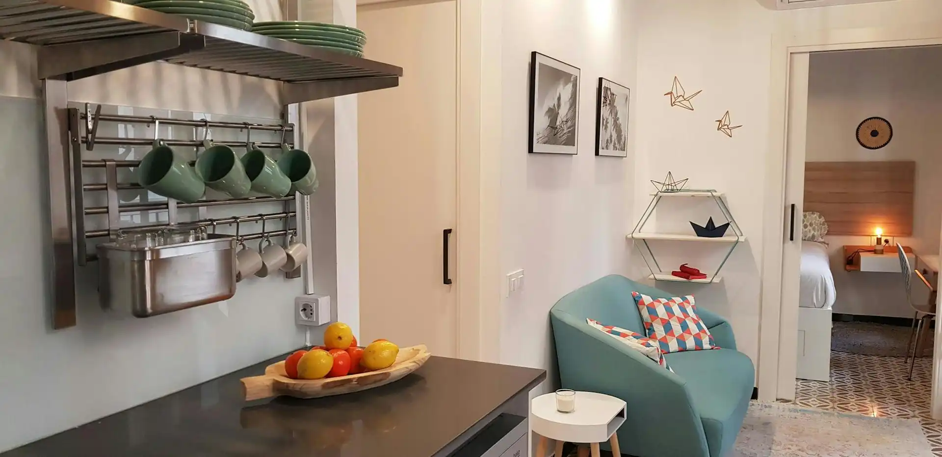 Cocina de Piso de alquiler en Barcelona con Aire acondicionado, Calefacción y Lavadora