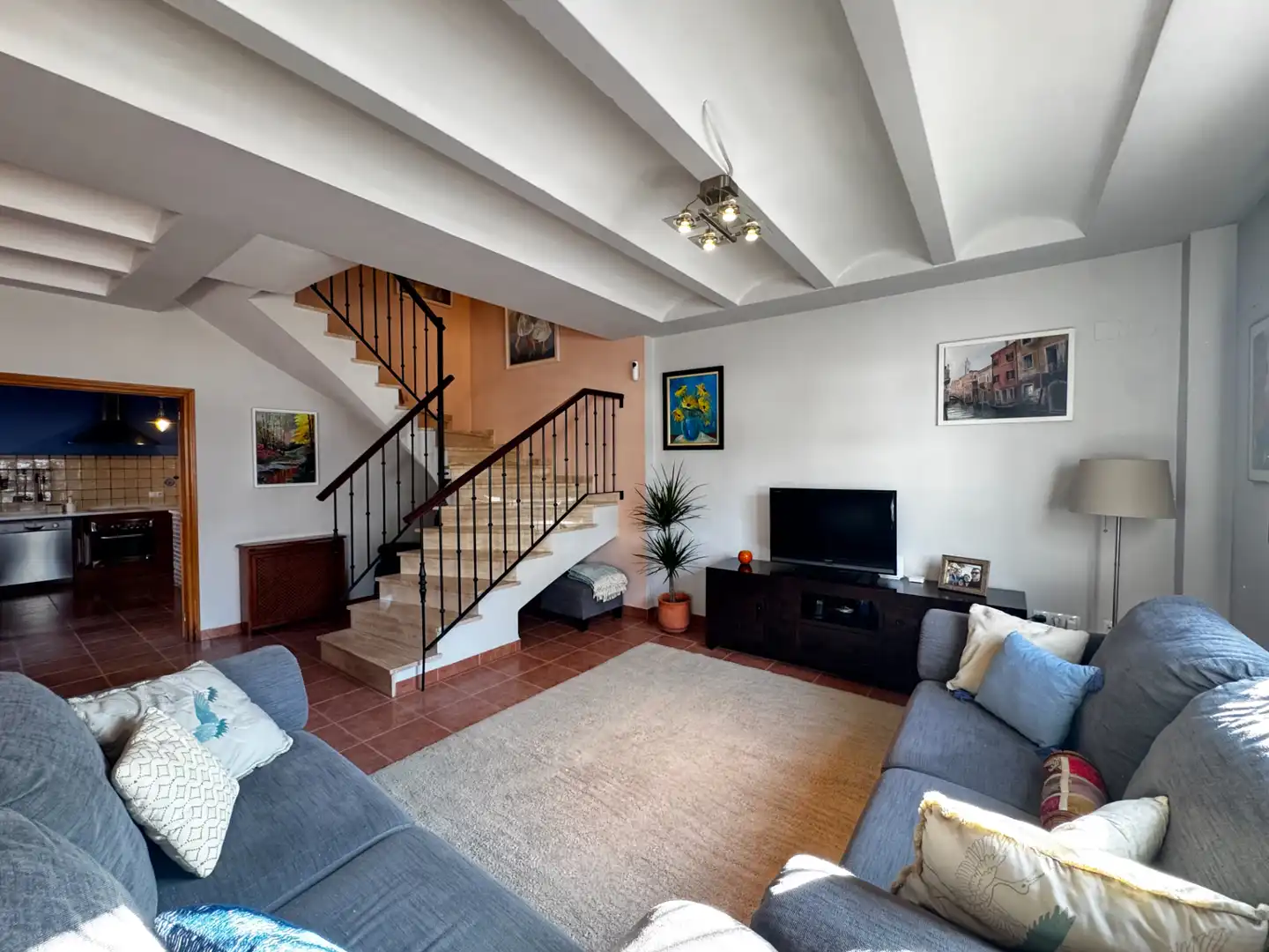 Wohnzimmer von Einfamilien-Reihenhaus zum Verkauf in Canet d'En Berenguer mit Klimaanlage, Heizung und Terrasse