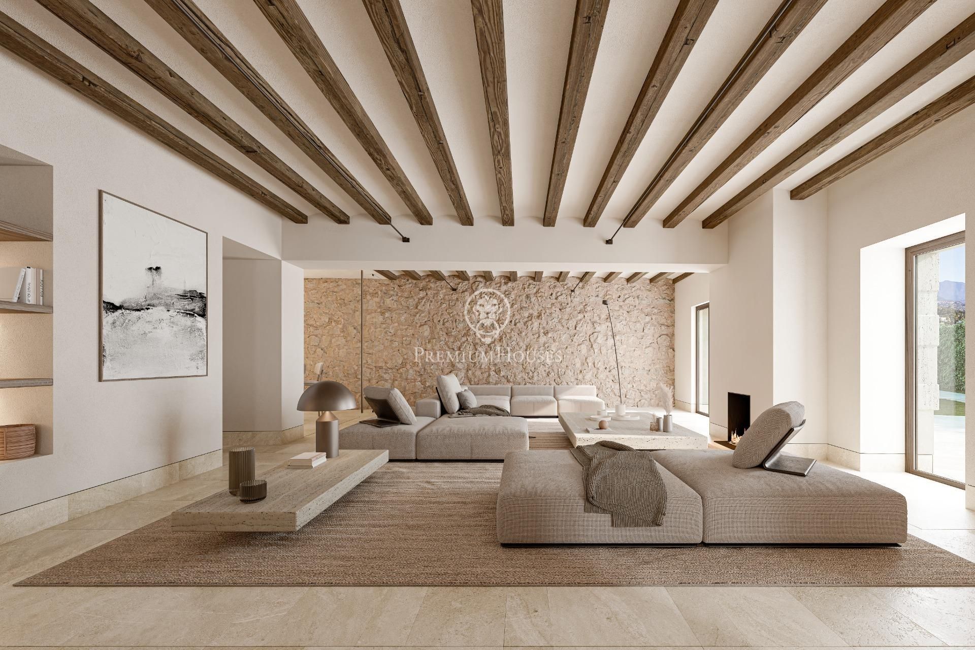 Wohnzimmer von Country house zum verkauf in Esplugues de Llobregat mit Klimaanlage, Heizung und Privatgarten