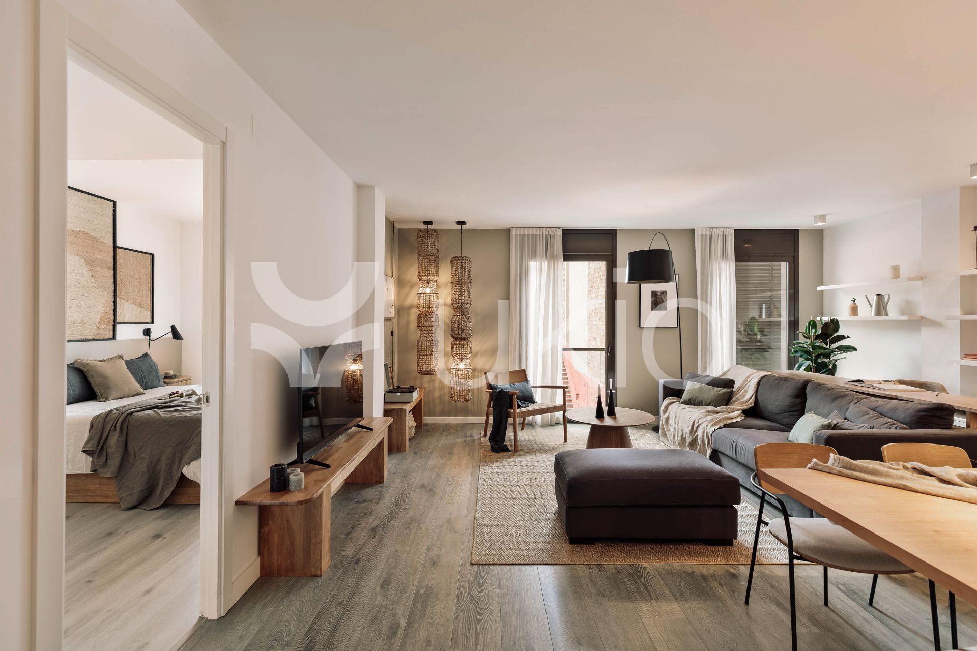 Sala d'estar de Apartament de lloguer en  Barcelona Capital amb Aire condicionat, Calefacció i Moblat