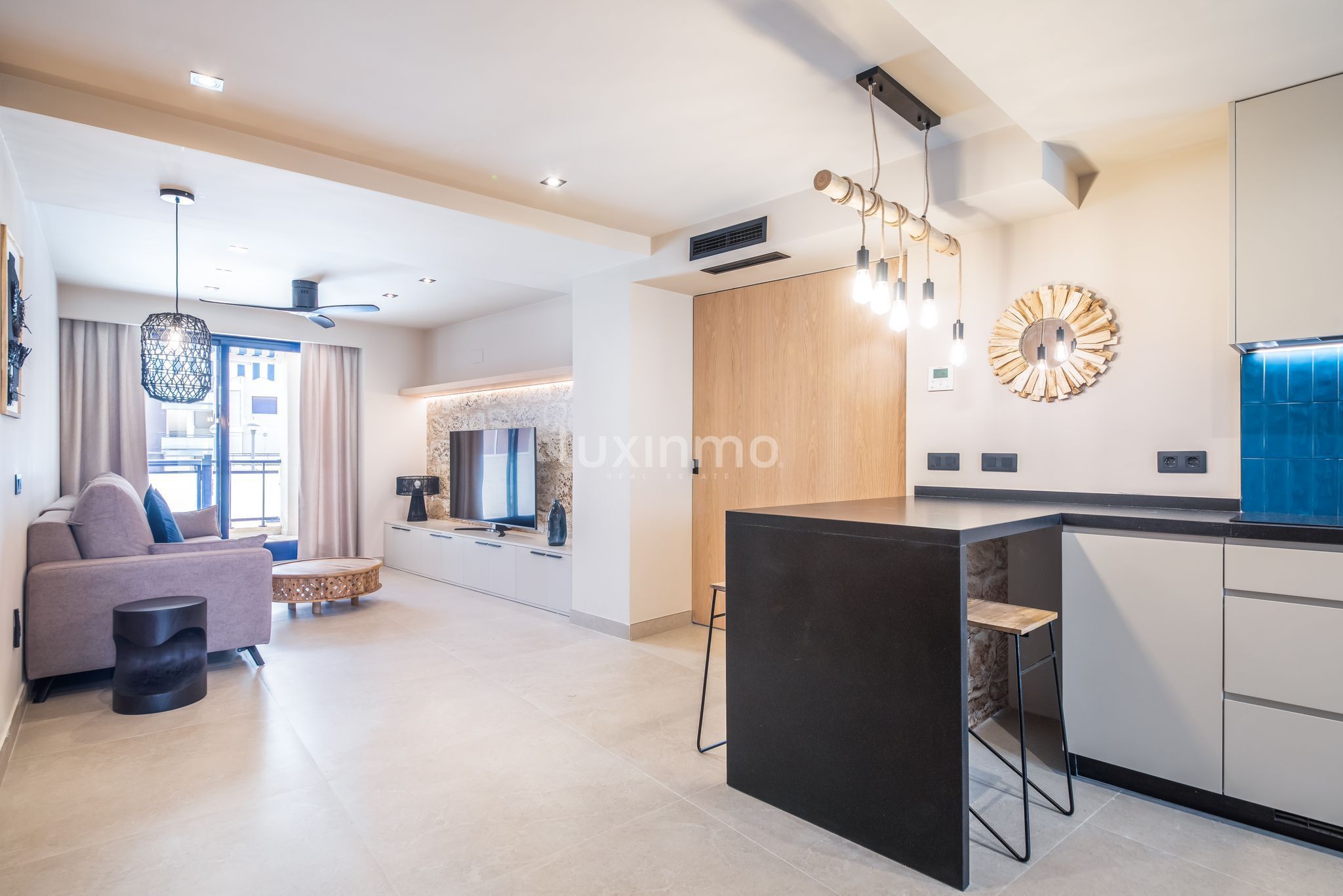 Living room of Flat for sale in Dénia  with Air Conditioner, Private garden and Terrace