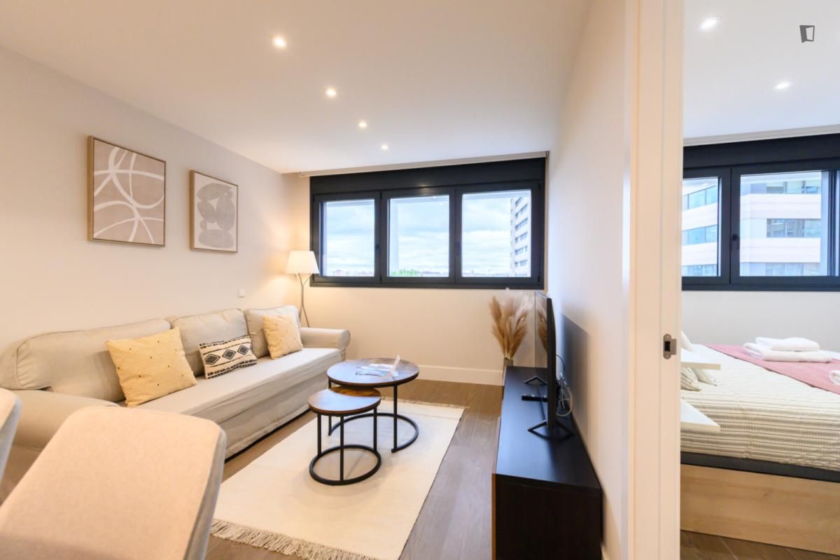 Sala de estar de Apartamento de alquiler en  Madrid Capital con Aire acondicionado, Calefacción y Amueblado