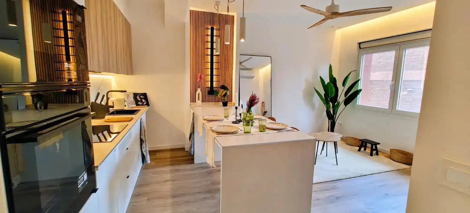 Cocina de Piso de alquiler en Sabadell con Aire acondicionado, Calefacción y Parquet