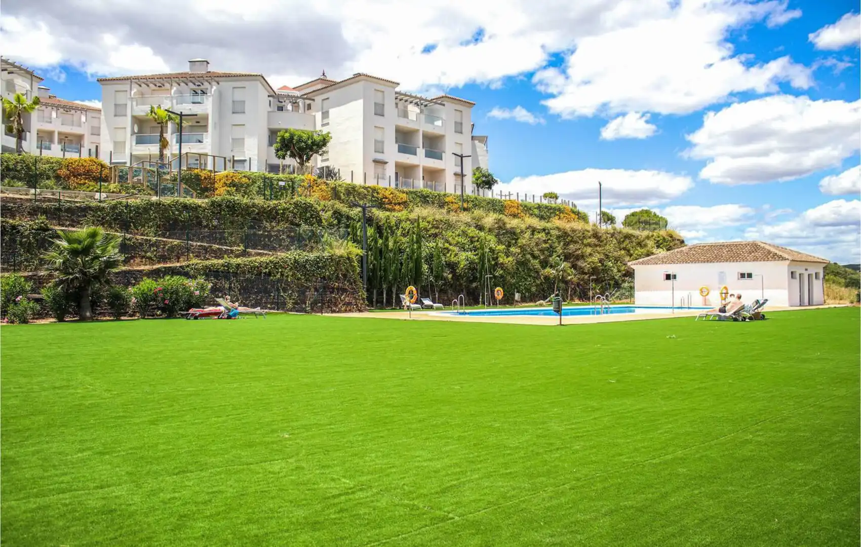 Exterior view of Ground floor for sale in Manilva  with Air Conditioner, Terrace and Swimming Pool