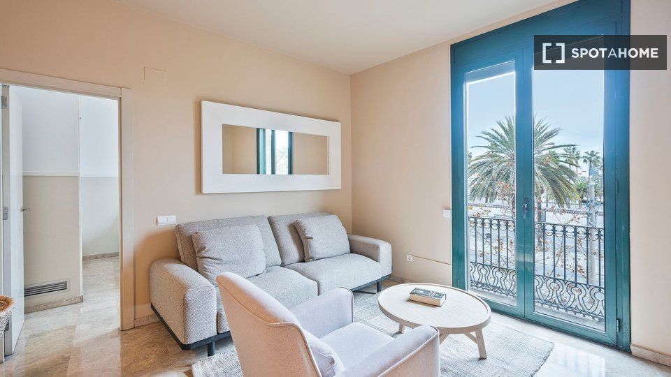 Sala d'estar de Pis de lloguer en  Barcelona Capital amb Aire condicionat, Calefacció i Moblat