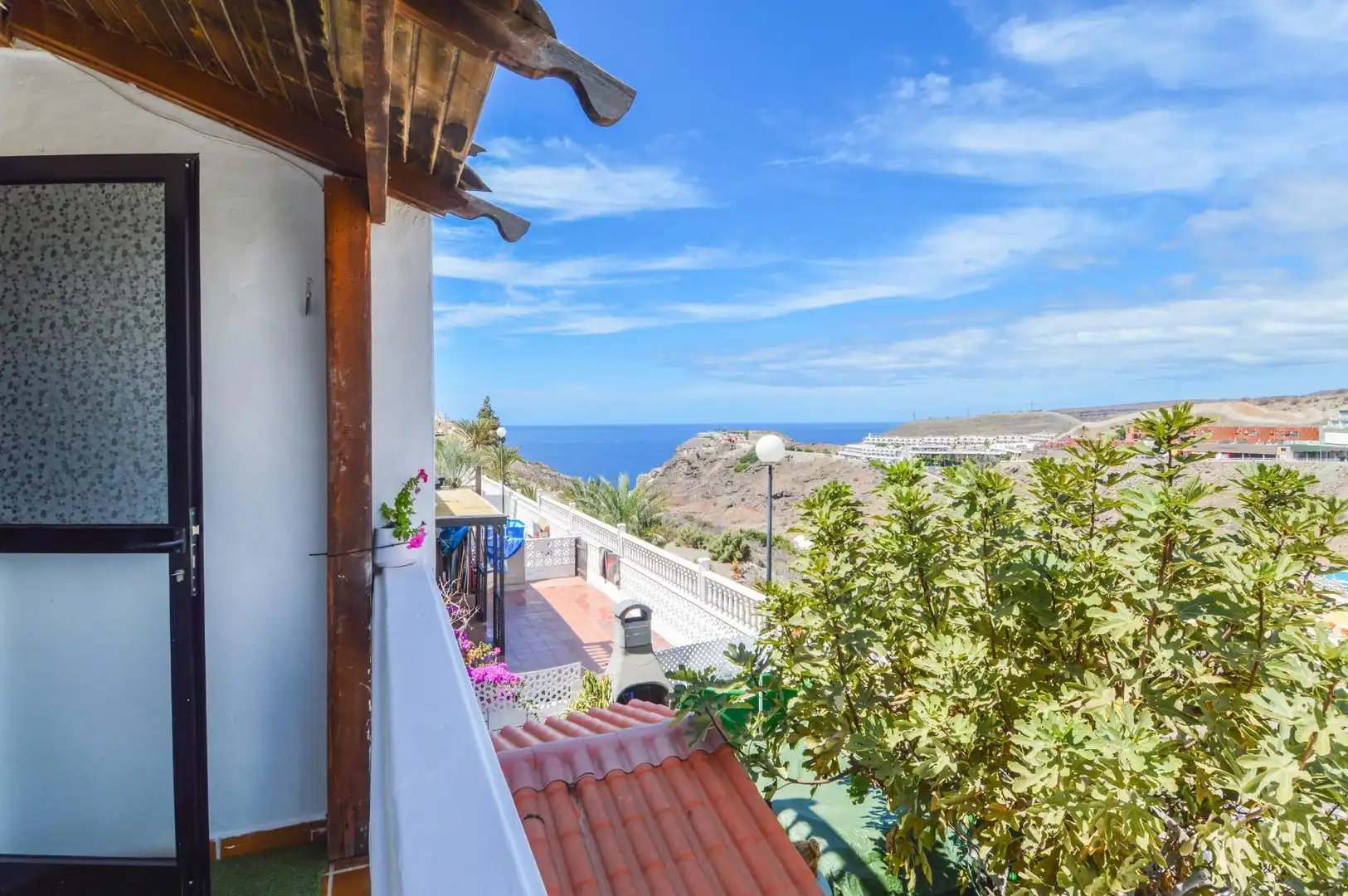Außenansicht von Maisonette zum Verkauf in Mogán mit Klimaanlage, Privatgarten und Terrasse