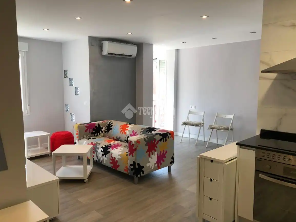 Sala de estar de Estudio de alquiler en Madrid con Aire acondicionado, Calefacción y Terraza