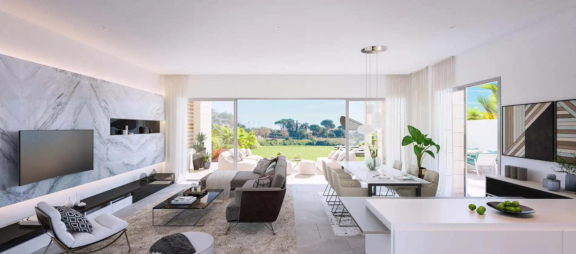 Living room of Detached homes for sale in Marbella  with Air Conditioner, Private garden and Terrace