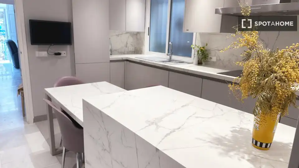 Cocina de Apartamento para compartir en Valencia con Aire acondicionado, Calefacción y Terraza