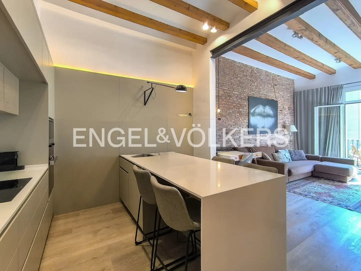 Cocina de Piso de alquiler en Barcelona con Aire acondicionado, Calefacción y Parquet