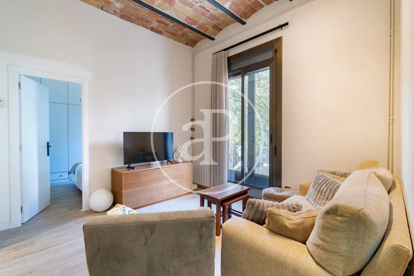 Wohnzimmer von Wohnung zum Verkauf in Barcelona mit Klimaanlage, Heizung und Terrasse