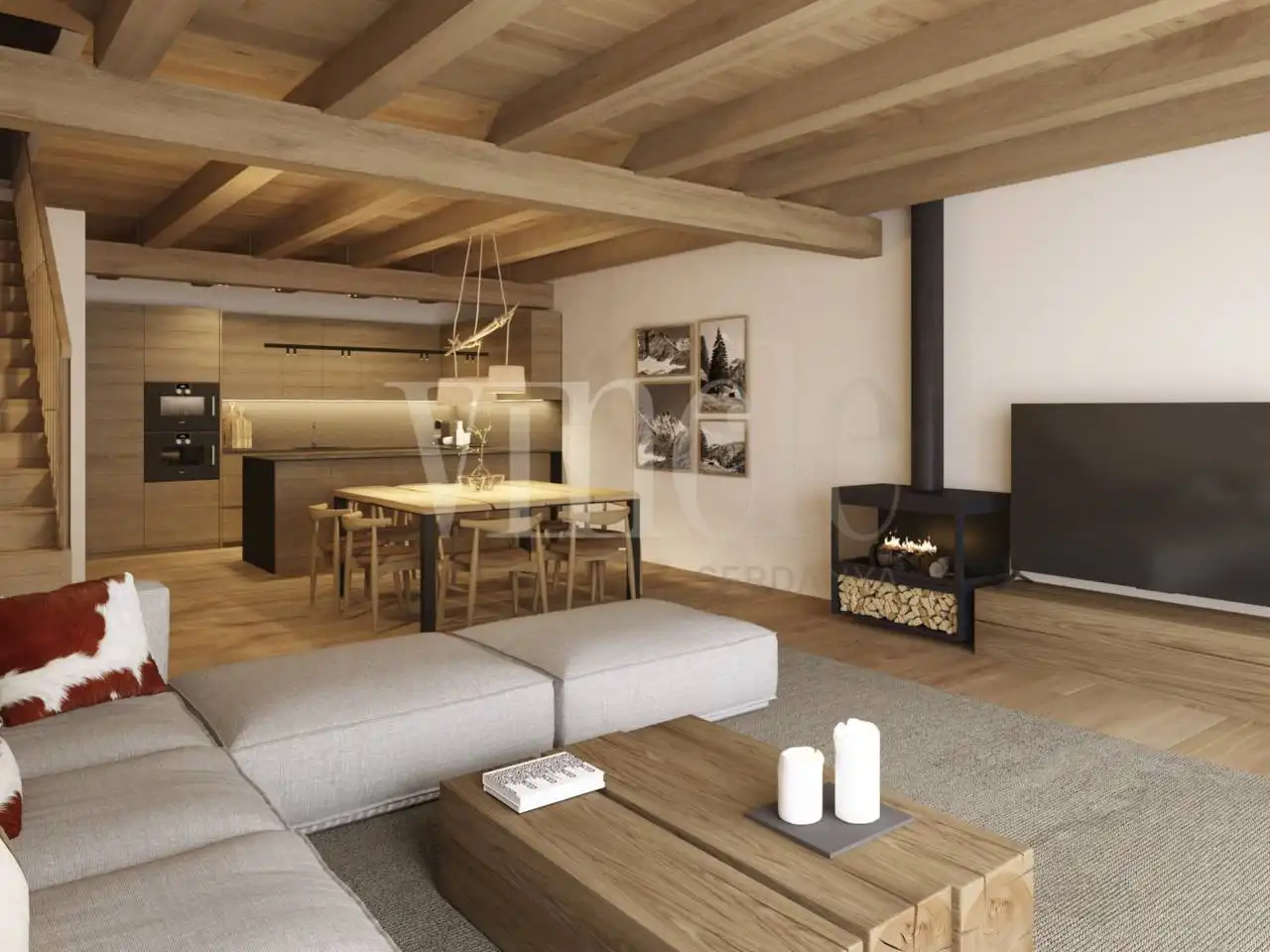 Sala d'estar de Casa adosada en venda en Bellver de Cerdanya amb Calefacció, Jardí privat i Parquet