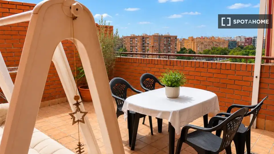 Terrace of Flat for rent in Valencia  with Air Conditioner, Heating and Furnished