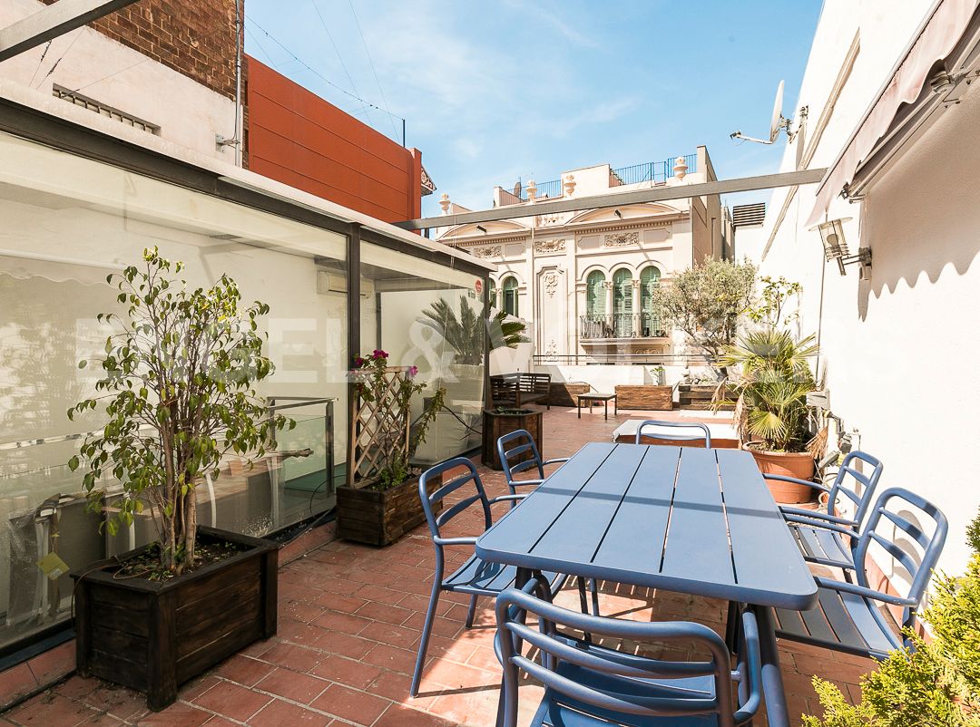 Terrace of Apartment to rent in  Barcelona Capital  with Air Conditioner, Heating and Parquet flooring