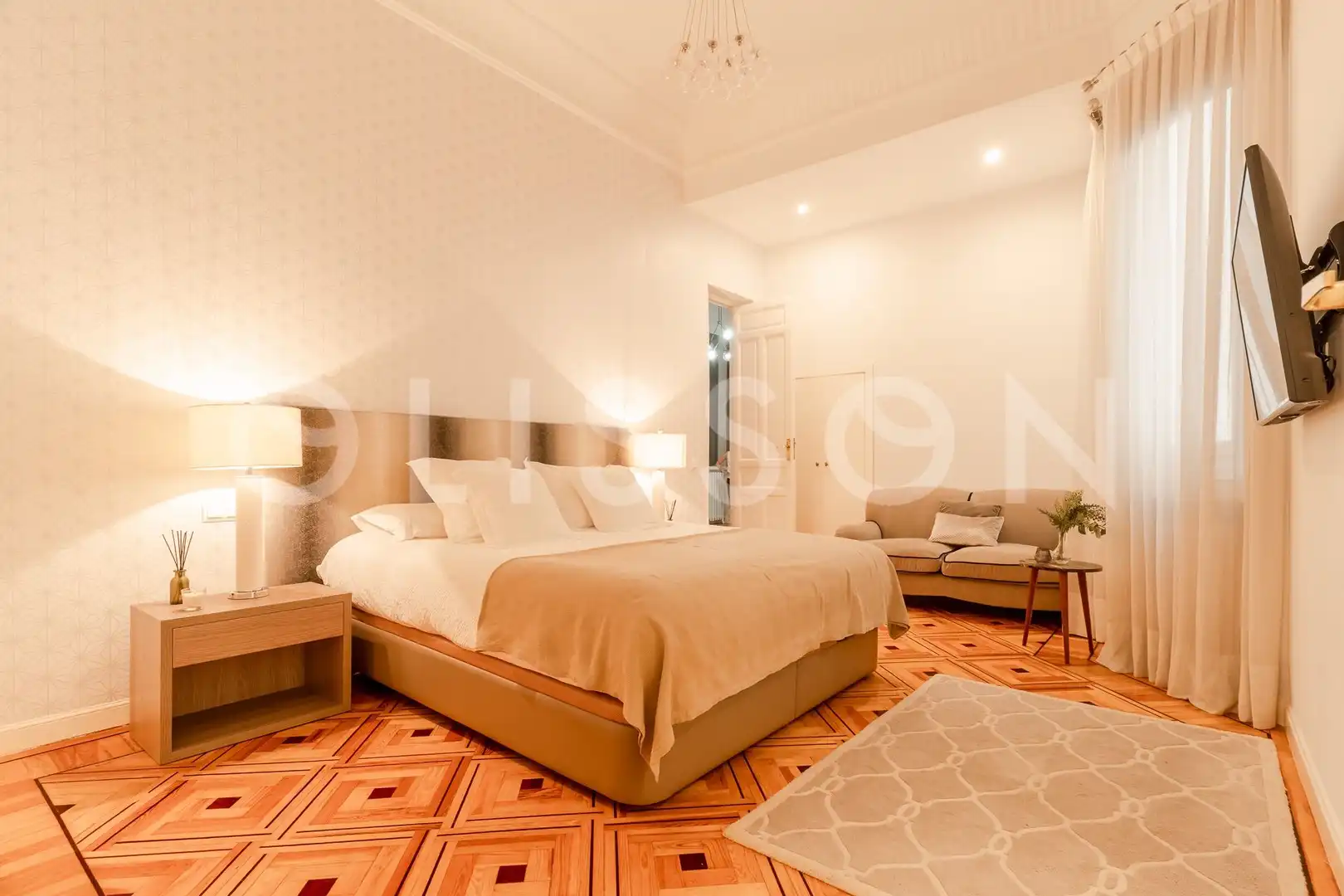 Schlafzimmer von Wohnung zur Miete in Madrid mit Klimaanlage, Heizung und Möbliert
