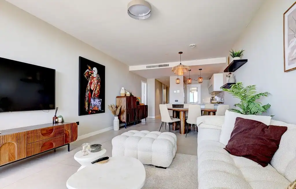 Sala de estar de Apartamento en venta en Benalmádena con Aire acondicionado, Calefacción y Jardín privado