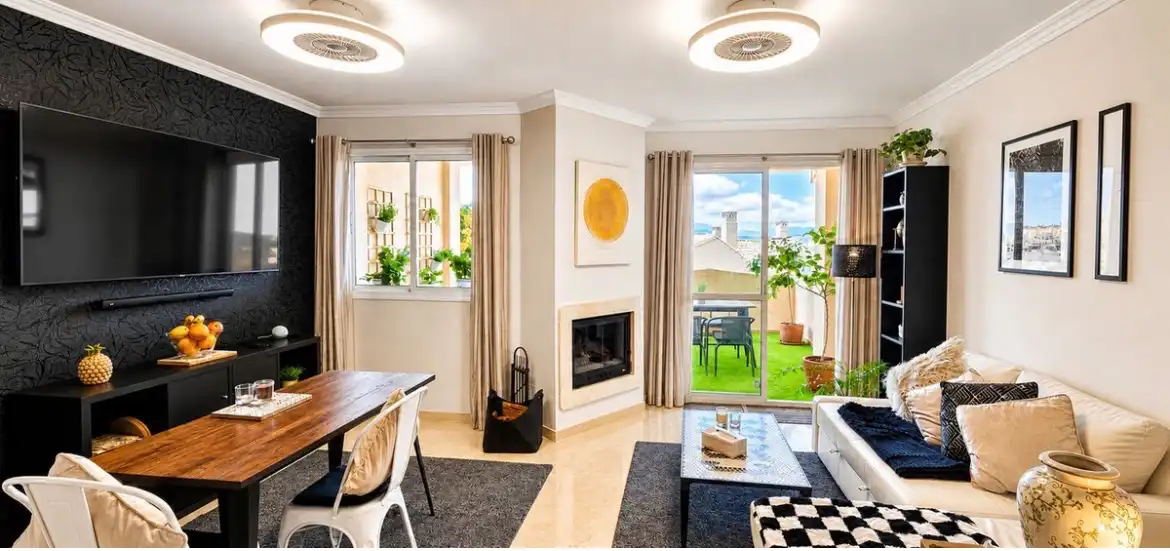 Sala de estar de Piso en venta en Manilva con Aire acondicionado, Terraza y Trastero