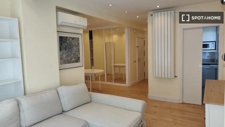 Living room of Flat for rent in Madrid  with Air Conditioner, Heating and Furnished