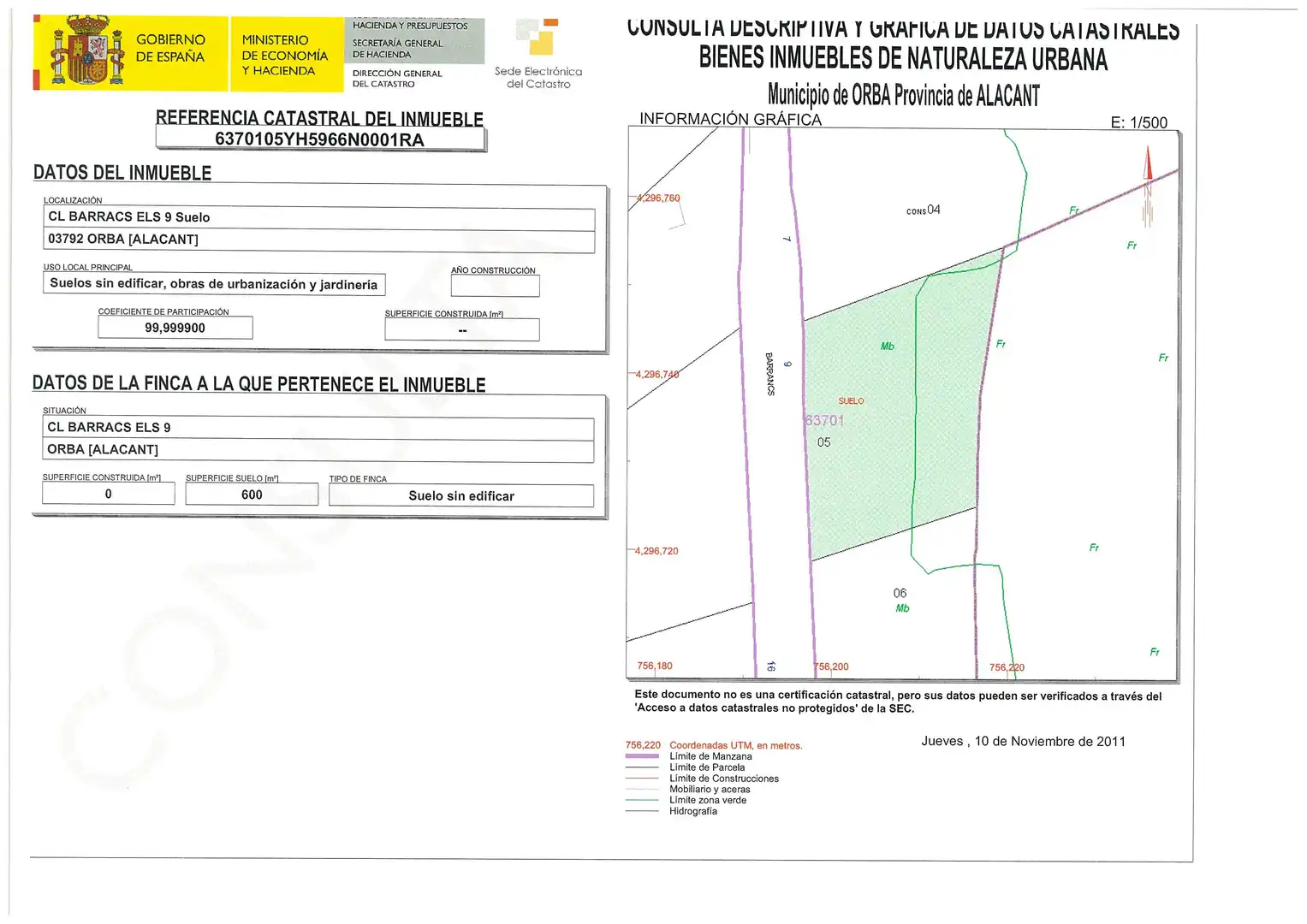 Residential land for sale in Orba